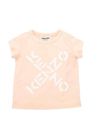 Dětské bavlněné tričko Kenzo Kids růžová barva