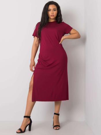 BORDÓ DÁMSKÉ BASIC MIDI ŠATY RV-SK-6637.13X-BORDO Velikost: XL