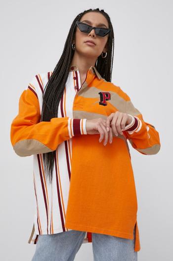 Bavlněné tričko s dlouhým rukávem Puma Title Nine 532494 dámská, oranžová barva,