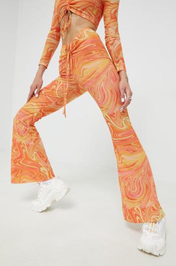 Kalhoty Sixth June dámské, oranžová barva, zvony, medium waist