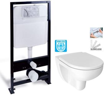 PRIM předstěnový instalační systém bez tlačítka + WC JIKA LYRA PLUS RIMLESS + SEDÁTKO DURAPLAST SLOWCLOSE PRIM_20/0026 X LY2