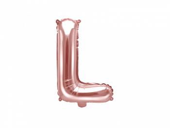 PartyDeco Fóliový balónek Mini - Písmeno L 35cm růžovo-zlatý