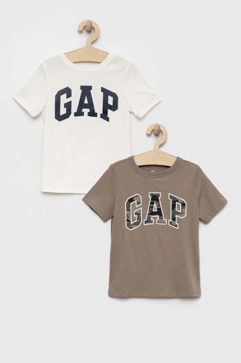 Dětské bavlněné tričko GAP 2-pack hnědá barva, s potiskem