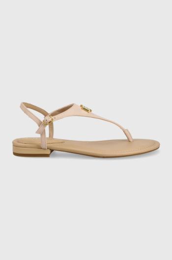 Kožené sandály Lauren Ralph Lauren Ellington dámské, růžová barva