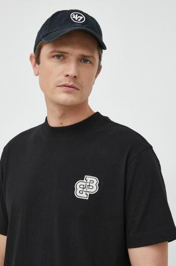 Bavlněné tričko BOSS BOSS ORANGE černá barva, s aplikací