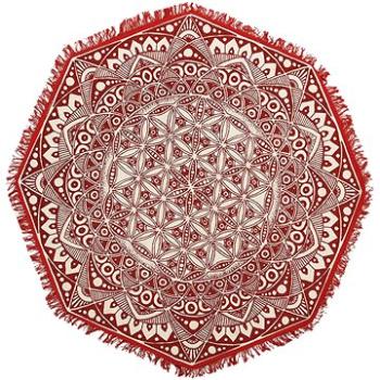 Koberec osmiúhelníkový o 120 cm orientální styl, barva červená a krémová MEZITILI, 182281 (beliani_182281)