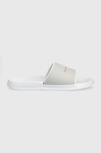 Pantofle Calvin Klein Jeans SLIDE MONOGRAM TPU pánské, bílá barva