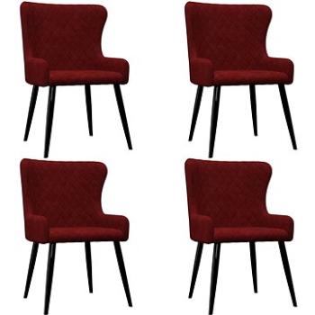 Jídelní židle 4 ks červené samet (279173)
