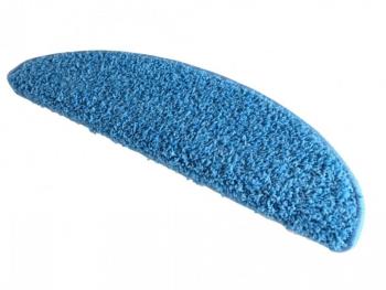 Vopi koberce Nášlapy na schody sv. modré Color Shaggy půlkruh - 24x65 půlkruh (rozměr včetně ohybu) Modrá