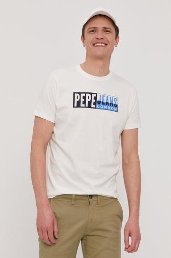 Tričko Pepe Jeans pánské, bílá barva, s potiskem