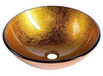 SAPHO AGO skleněné umyvadlo průměr 42 cm, zlatě oranžová 2501-19