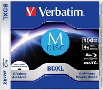 M-DISC Blu-ray XL Rohling 100 GB Verbatim Slimcase, 43833, s potiskem, 1 ks