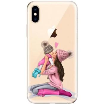 iSaprio Kissing Mom - Brunette and Girl pro iPhone XS (kmbrugirl-TPU2_iXS)