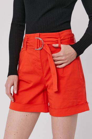 Kraťasy Calvin Klein dámské, oranžová barva, hladké, high waist