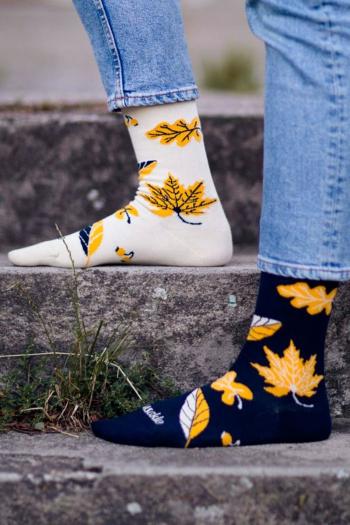 Černo-smetanové vzorované ponožky Listopad