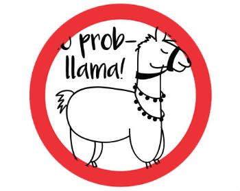 Samolepky zákaz - 5ks No prob llama