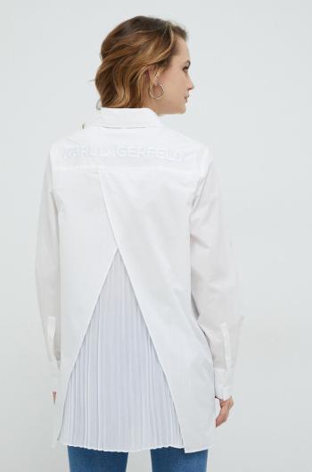 Košile Karl Lagerfeld dámská, bílá barva, relaxed, s klasickým límcem