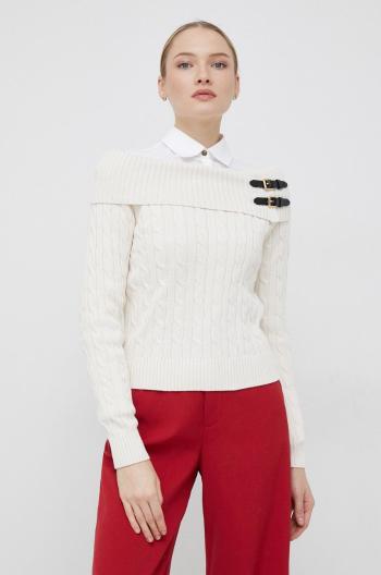 Bavlněný svetr Lauren Ralph Lauren dámský, béžová barva, s golfem