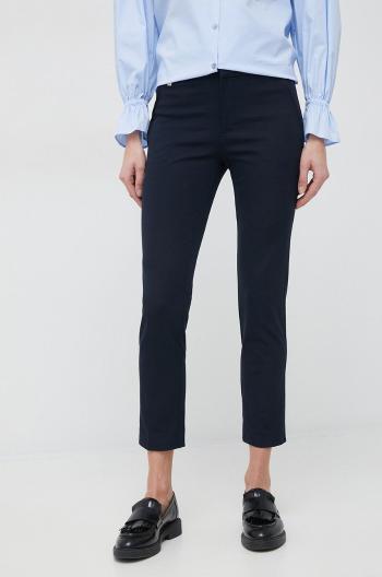 Kalhoty Lauren Ralph Lauren dámské, tmavomodrá barva, jednoduché, medium waist