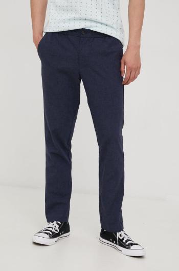 Plátěné kalhoty Premium by Jack&Jones pánské, tmavomodrá barva, jednoduché