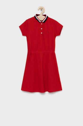 Dívčí šaty Tommy Hilfiger červená barva, midi, áčková