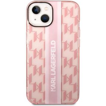 Karl Lagerfeld Monogram Vertical Stripe Zadní Kryt pro iPhone 14 Plus Pink (KLHCP14MHKLSPCP)