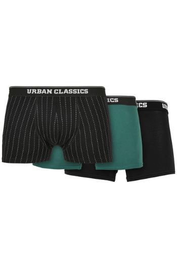 Urban Classics Organic Boxer Shorts 3-Pack pinstripe aop+black+treegreen - S