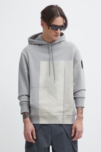 Bavlněná mikina A-COLD-WALL* Strand Hoodie pánská, šedá barva, s kapucí, s potiskem, ACWMW186