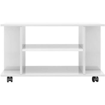 TV stolek s kolečky bílý vysoký lesk 80x40x40 cm dřevotříska (800195)