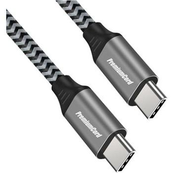 PremiumCord Kabel USB-C M/M, 100W 20V/5A 480Mbps bavlněný oplet 1m (ku31cw1)