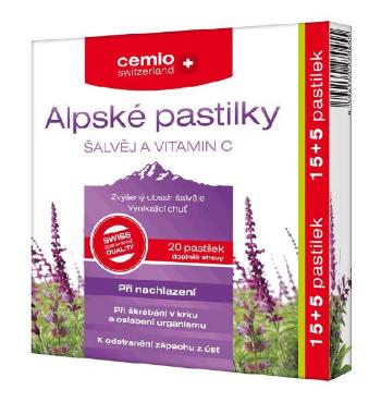 Cemio Alpské pastilky Šalvěj a Vitamin C 20 pastilek