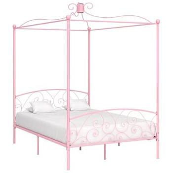Rám postele s nebesy růžový kovový 140x200 cm (284489)