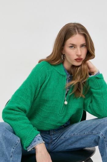 Vlněný svetr Custommade Titt dámský, zelená barva,