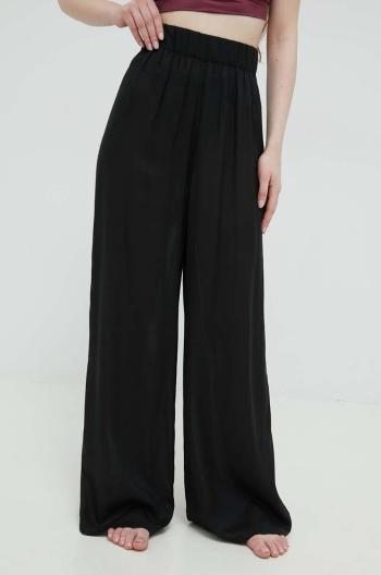 Kalhoty Calvin Klein Dámské, černá barva, široké, high waist