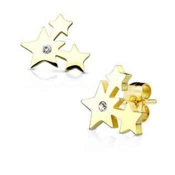 Šperky4U Zlacení ocelové náušnice - hvězdičky - OPN1433-GD