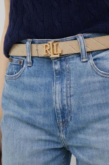 Oboustranný kožený pásek Lauren Ralph Lauren dámský, béžová barva