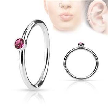 Šperky4U Piercing do nosu/ucha kruh s kamínkem - N01161-P