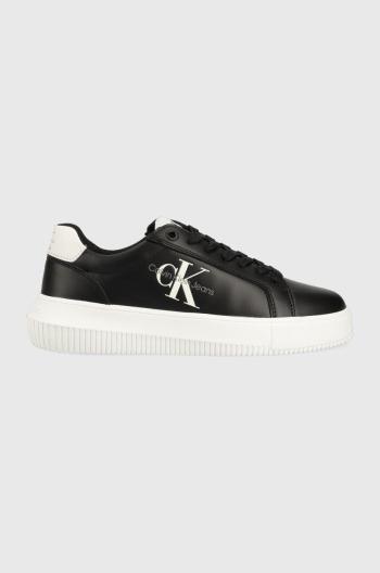 Kožené sneakers boty Calvin Klein Jeans YW0YW00823 CHUNKY CUPSOLE MONOLOGO W černá barva