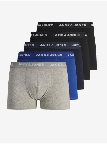 Sada pěti boxerek v černé, modré a šedé barvě Jack & Jones Basic