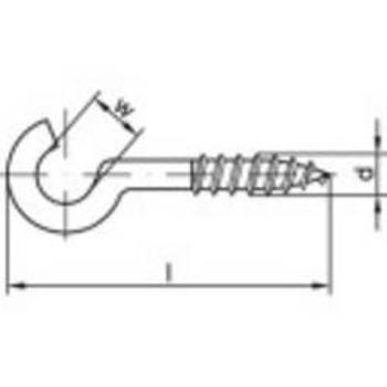 Rovné háky se závitem 40 mm TOOLCRAFT, N/A, Galvanicky pozinkovaná ocel, 100 ks