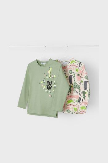 Dětská bavlněná košile s dlouhým rukávem Mayoral ( 2-pak) zelená barva