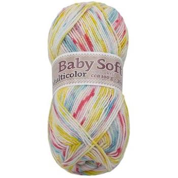 Baby soft multicolor 100g - 606 bílá, žlutá. tyrkysová, růžová (6860)