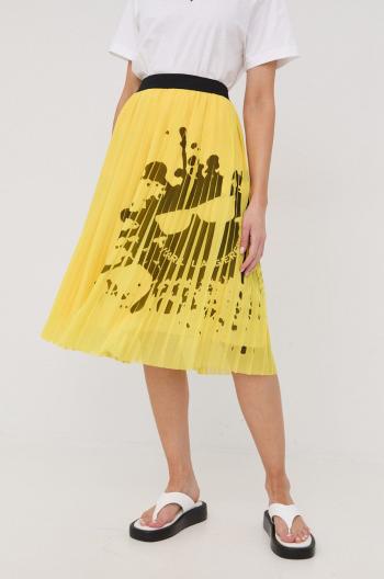 Sukně Karl Lagerfeld žlutá barva, midi, áčková