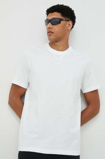 Bavlněné tričko adidas bílá barva, s aplikací