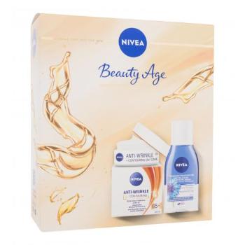 Nivea Beauty Age dárková kazeta denní pleťový krém Anti-Wrinkle Contouring SPF30 50 ml + odličovač očí Cornflower 125 ml na všechny typy pleti