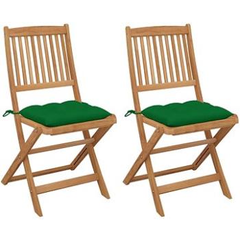 Skládací zahradní židle s poduškami 2 ks masivní akáciové dřevo, 3064664 (3064664)