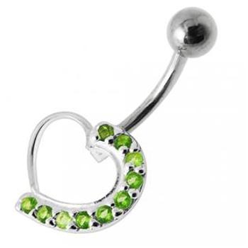 Šperky4U Stříbrný piercing do pupíku - srdce - BP01031-G