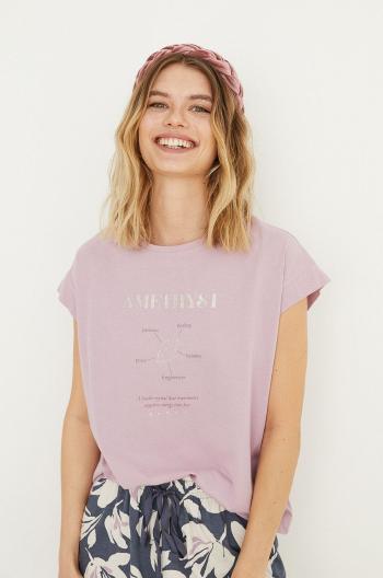 Pyžamové tričko women'secret fialová barva, bavlněná