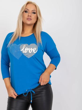 MODRÁ HALENKA S POTISKEM A VÁZÁNÍM V PASE RV-BZ-0232.98-BLUE Velikost: ONE SIZE