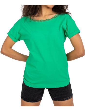 Zelené klasické tričko salma zdobené krajkou vel. M